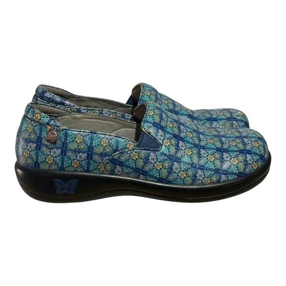Alegria Keli KEL-7602 Floral Blue Mosiac Slip On Nursing Shoes Women's 9.5 - Picture 1 of 9